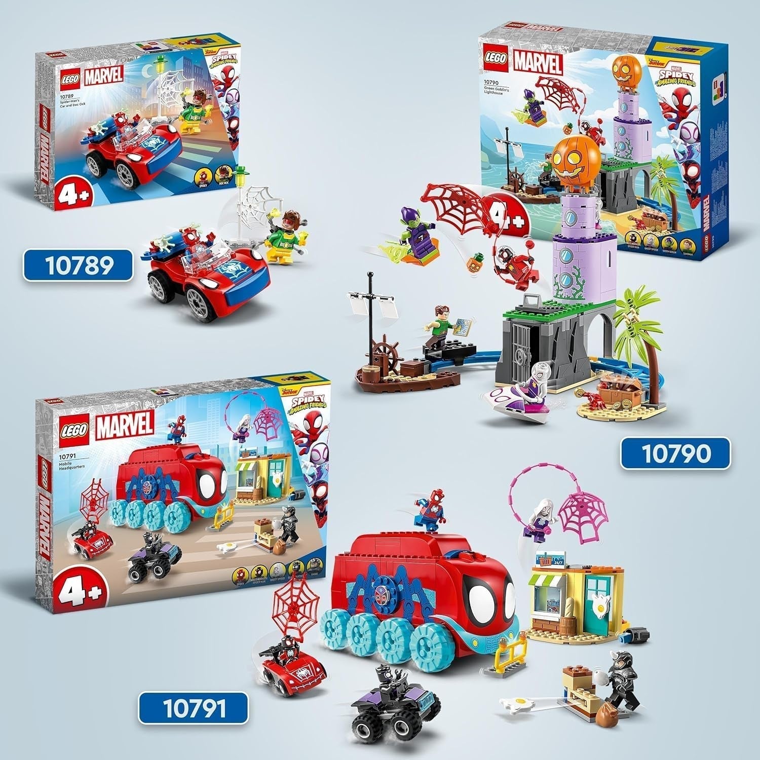 LEGO 10789 Marvel Spider-Man's Car And Doc Ock Set, Spidey And His Super Friends, Jucărie construibilă pentru băieți și fete de la 4 ani, cu piese care strălucesc în întuneric Seturi de constructie Besuche den LEGO-Store