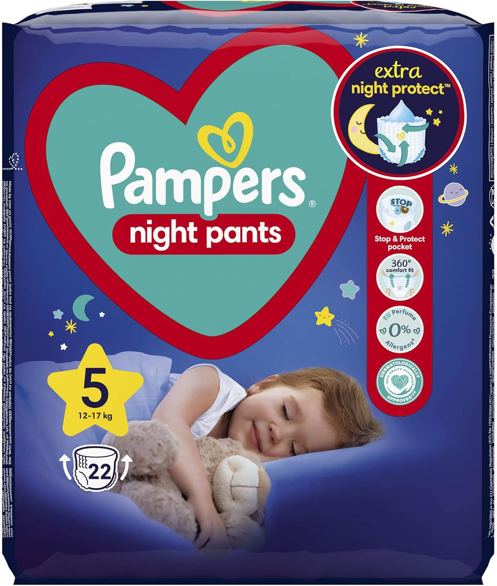Scutece Pampers (Versiunea Veche), Night Pants, Mărimea 5, 22 bucăți, 12kg-17kg