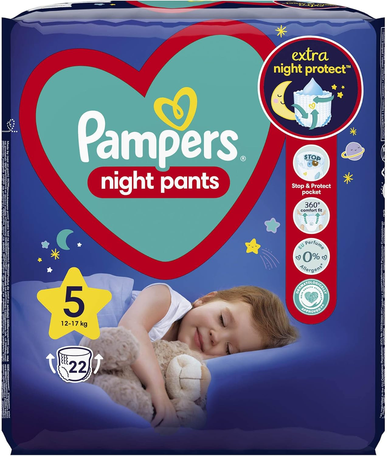 Scutece Night Pants (Versiunea veche), mărimea 5, 22 bucăți, 12 kg-17 kg (Pachet de 2)