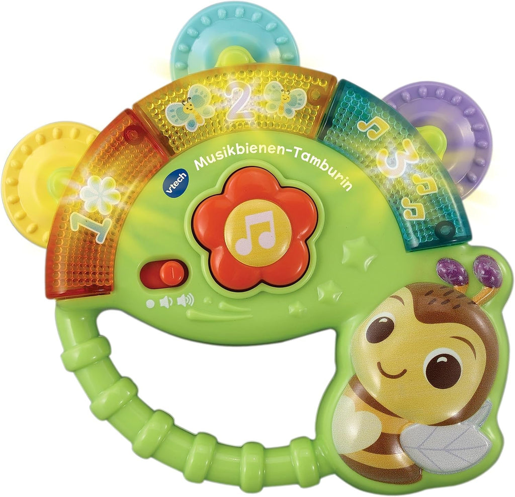 Vtech Baby Musical Bee Tambourine - Jucărie muzicală cu numere, sunete amuzante, propoziții și cântece - Pentru copii cu vârsta cuprinsă între 3-36 luni Jucarii Bebe Naty Shop Titlu implicit
