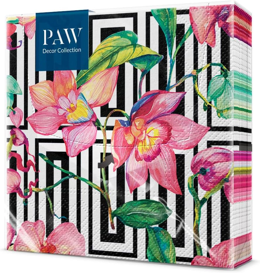 PAW - Șervețele 3 straturi (33 X 33 Cm) I 20 bucăți I Perfect pentru zile de naștere, petreceri, nunți, comuniuni și sărbători I Decorațiuni de masă Șervețele de hârtie colorate - ierburi I aromă de ierburi