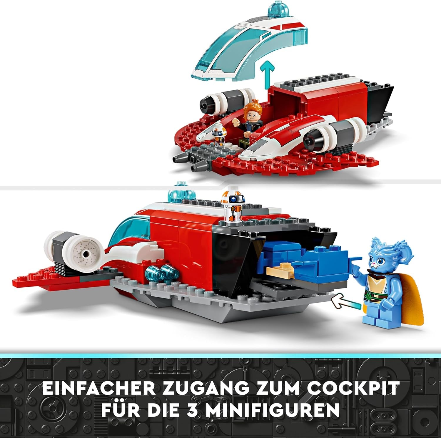 LEGO Star Wars: Aventurile tinerilor Jedi Crimson Firehawk, Set de pornire pentru copii cu navă spațială construibilă, bicicletă Speeder și 3 figuri, cadou pentru băieți și fete de la 4 ani 75384 Seturi de constructie Besuche den LEGO-Store