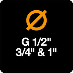 Set furtun de apă Fiskars pentru roată hidraulică, cu 2 conectori furtun și conector robinet, dimensiune universală, nivel de rigiditate torsională 4 (din 5), 1,8 m, Ø1,3-1,5 cm (1/2-5/8"), negru/portocaliu/albastru, 1057621