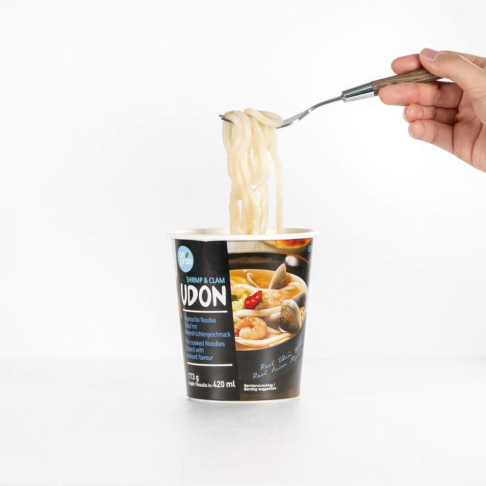 Tăiței instant Allgroo Udon Cup - Supă Udon cu fructe de mare, aromată și picantă - Preparare rapidă (1 x 173 g)