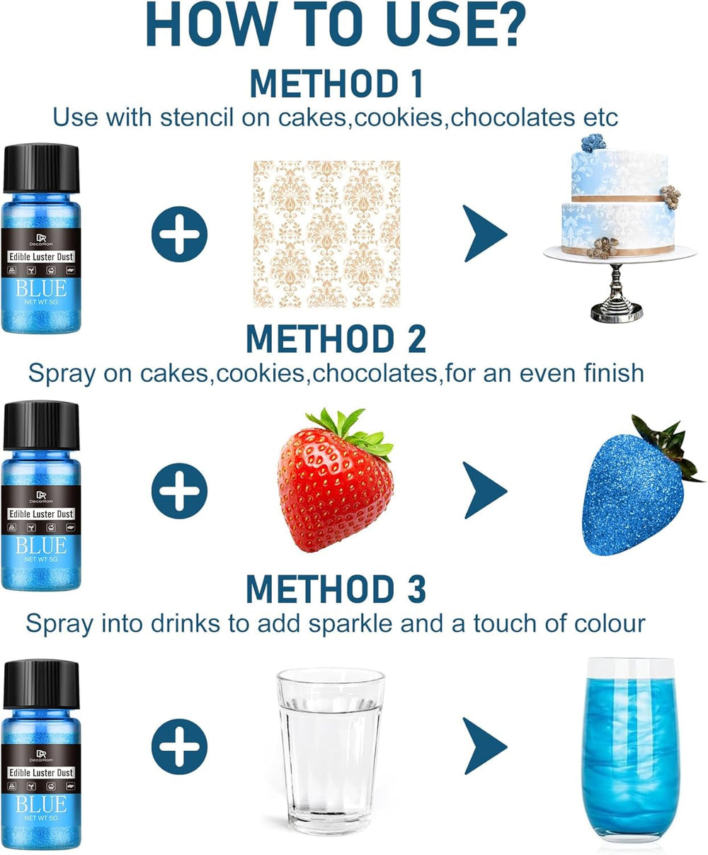 Set de sclipici comestibil - 4 culori pudră sclipici comestibilă - pudră inaromă pentru băuturi și prăjituri, ciocolată, decorațiuni cocktail, pudră colorant alimentar cu sclipici, sclipici comestibil (5 g/sticlă)