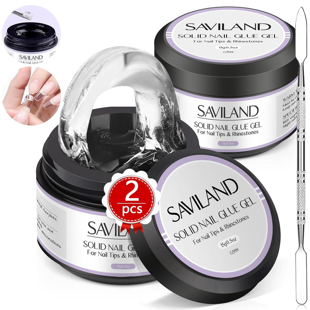 SAVILAND Fester Nagelkleber Gel: 30-Tage Lang Anhaltender Starker Nagelkleber Für Press on Nails Falsche Nagelspitzen 15Ml U V Nagelkleber 3D Gel-Nagelkunst-Kleber Für Verwendung Im Salon Zu Hause