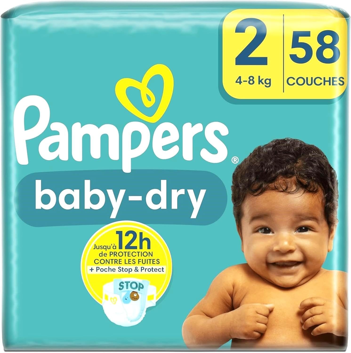 Scutece Pampers Baby-Dry, mărimea 8, 43 de scutece, de la 19 kg, pachet Jumbo+
