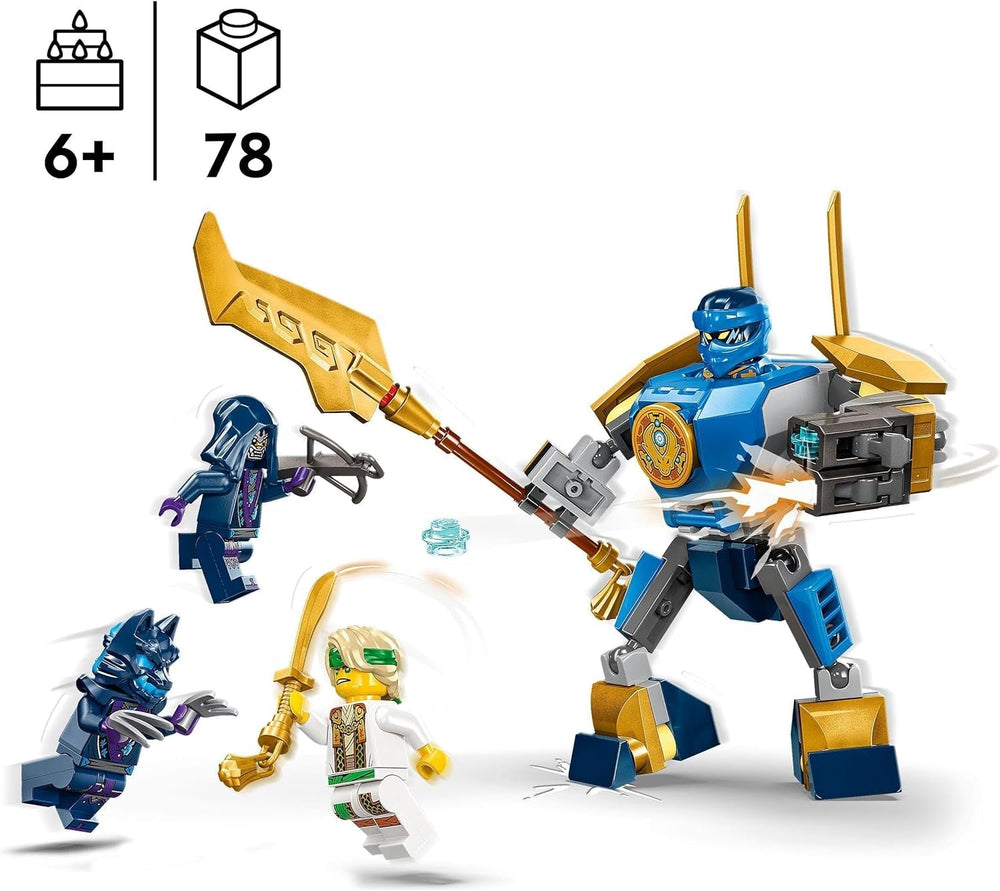 LEGO NINJAGO Jay Battle Mech, jucărie ninja pentru copii cu figurine, inclusiv minifigurina Jay cu mini katana, figurine de acțiune și mecs, cadou mic pentru băieți și fete creative de la 6 ani 71805 Seturi de constructie Besuche den LEGO-Store