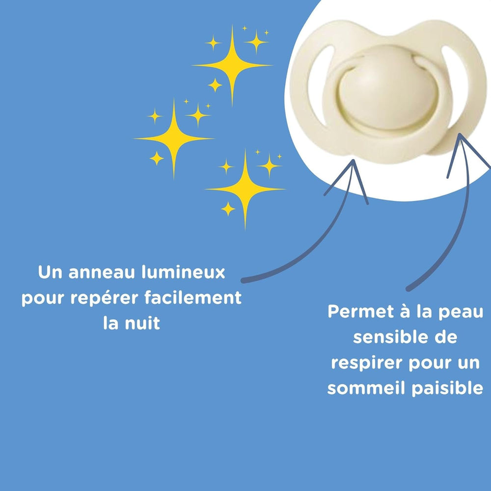 Nuby – Set de 5 tetine și suzete ortodontice din silicon moale | 3 modele pentru zi și noapte | 2 modele care strălucesc în întuneric | Fără BPA | Formă asemănătoare sânilor | Pentru 18-36 de luni