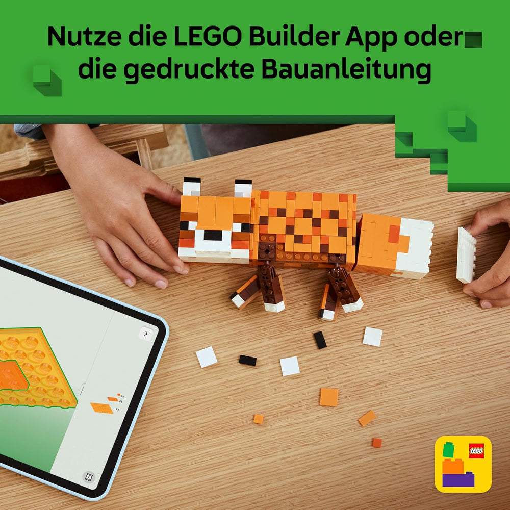 LEGO Minecraft Der Fuchs - 3D-Puzzle Tierfigur mit Zubehör - Gaming Deko für Schlafzimmer oder Gaming Raum - Gamer Spielzeug zum Geburtstag für Jungen, Mädchen und Fans ab 10 Jahren - 21588