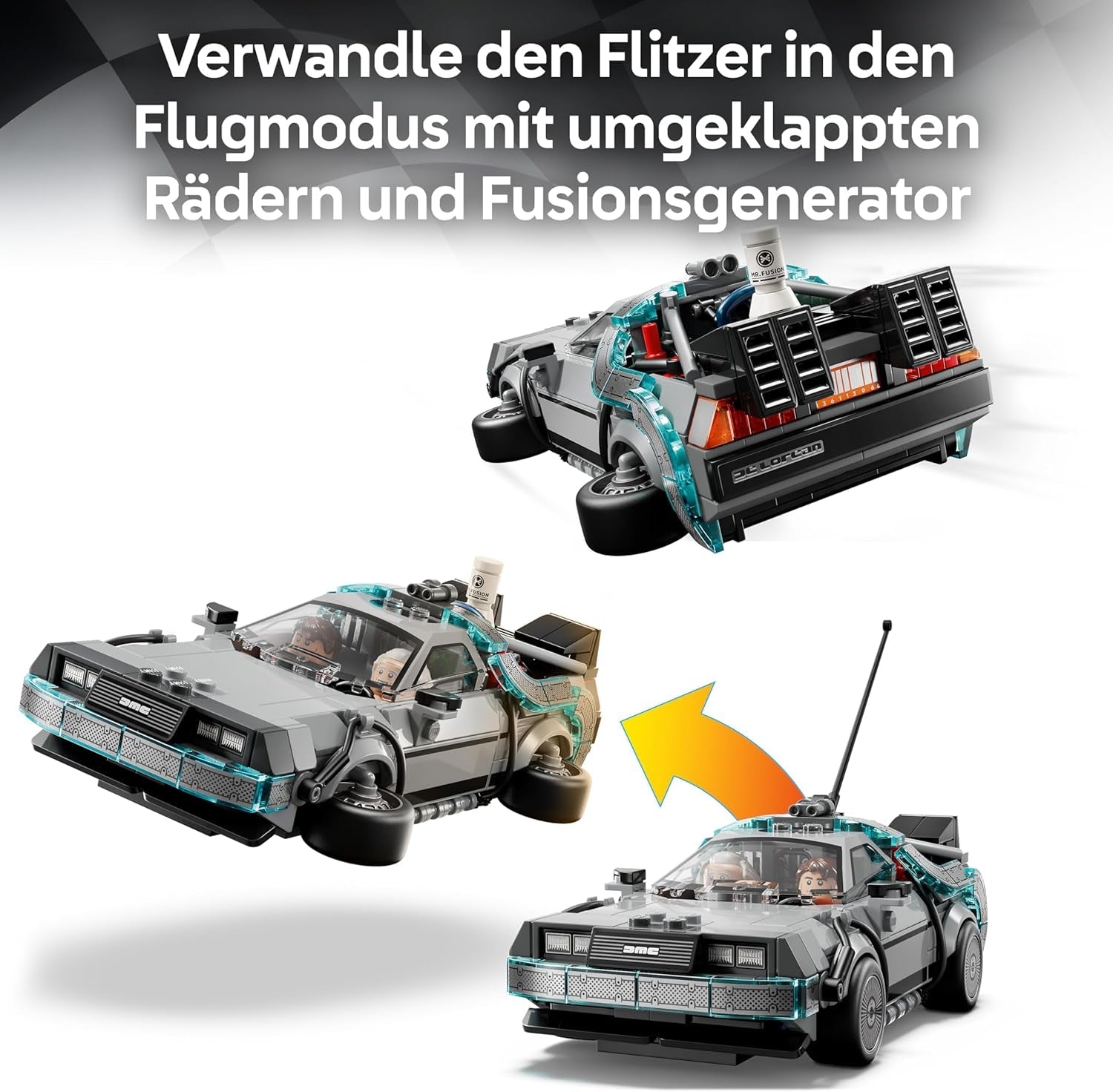 LEGO Speed Champions Zeitmaschine aus Zurück in die Zukunft - Kinder Spielzeug mit Automodell und 2 Minifiguren - Marty McFly und Doc Brown - Kreatives Geschenk für Kinder ab 9 Jahren - 77256