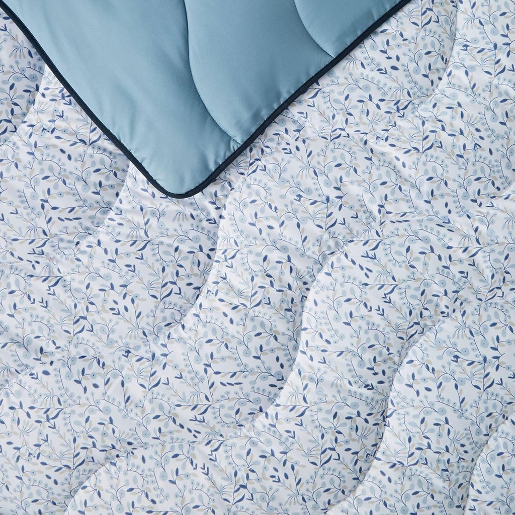 Night Lark Coverless Duvet Super King 6 Tog Spring Summer - Blue Garden Cuvertură super moale, confortabilă și ușoară, lavabilă la mașină și uscare rapidă, set de perne All-In-One, reversibil Plapumi si pilote Naty Shop