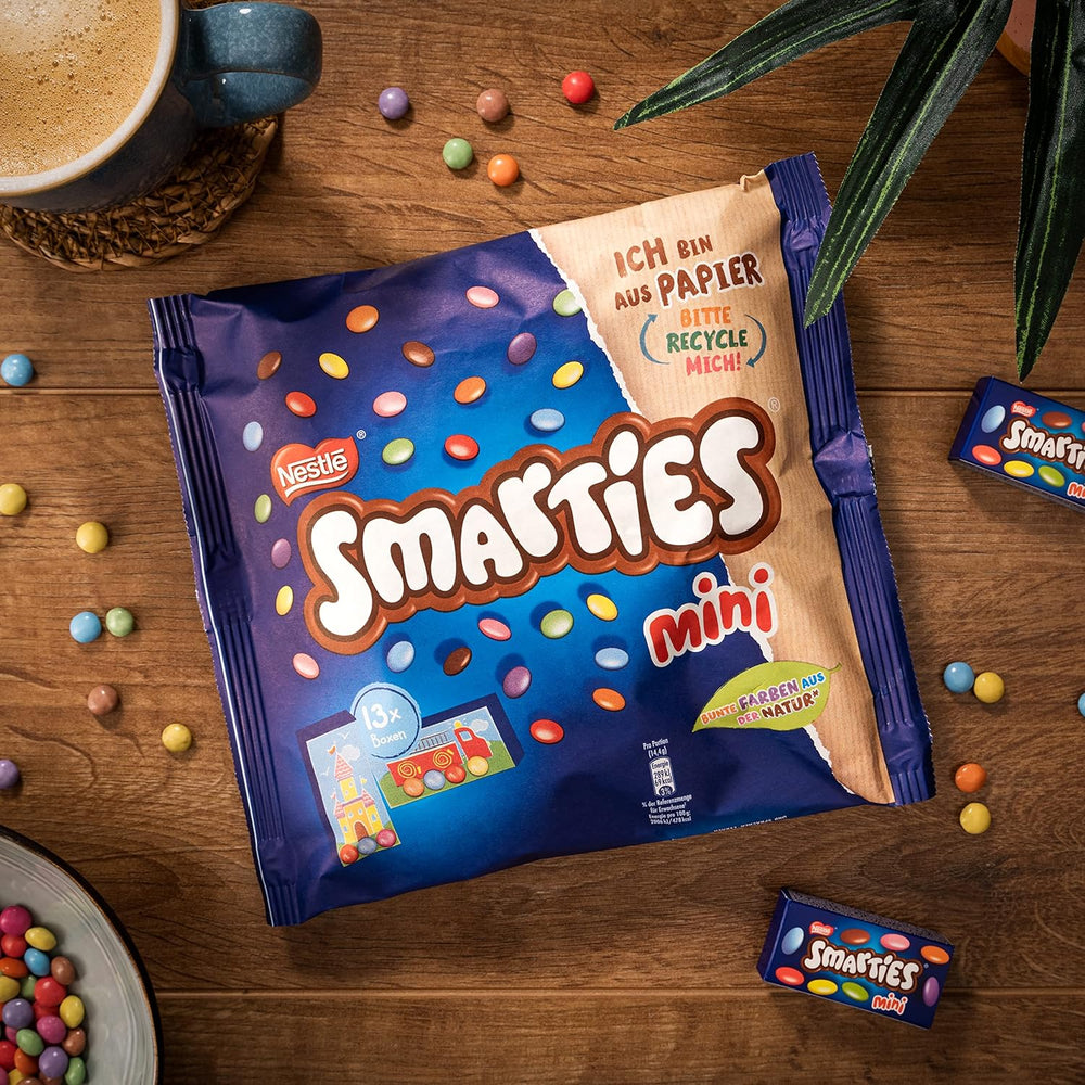 Nestlé SMARTIES Mini, linte mică cu ciocolată cu lapte, ambalată individual, pachet de 3 (1 x 187g)