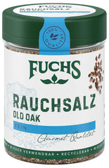 Fuchs Gewürze - Rauchsalz "Old Oak" - über Eichenholz geräuchert, rauchiger Geschmack für Grillfleisch oder Fisch - natürliche Zutaten - 100 g in wiederverwendbarer, recyclebarer Dose