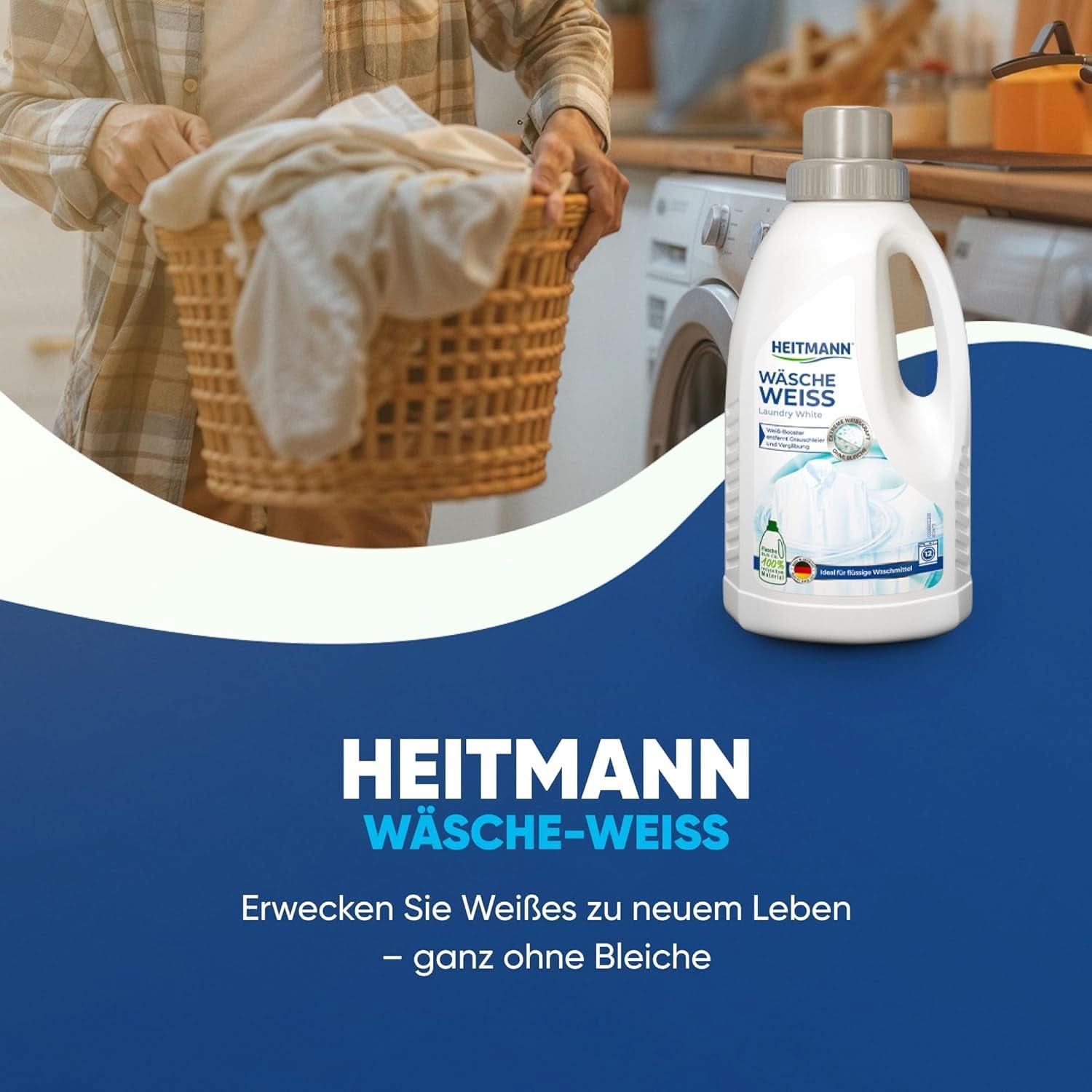 Înălbitor de rufe HEITMANN: Înălbitor lichid cu putere de albire pentru ceață gri și îngălbenire, fara clor, 500 ml Detergenti Rufe Naty Shop