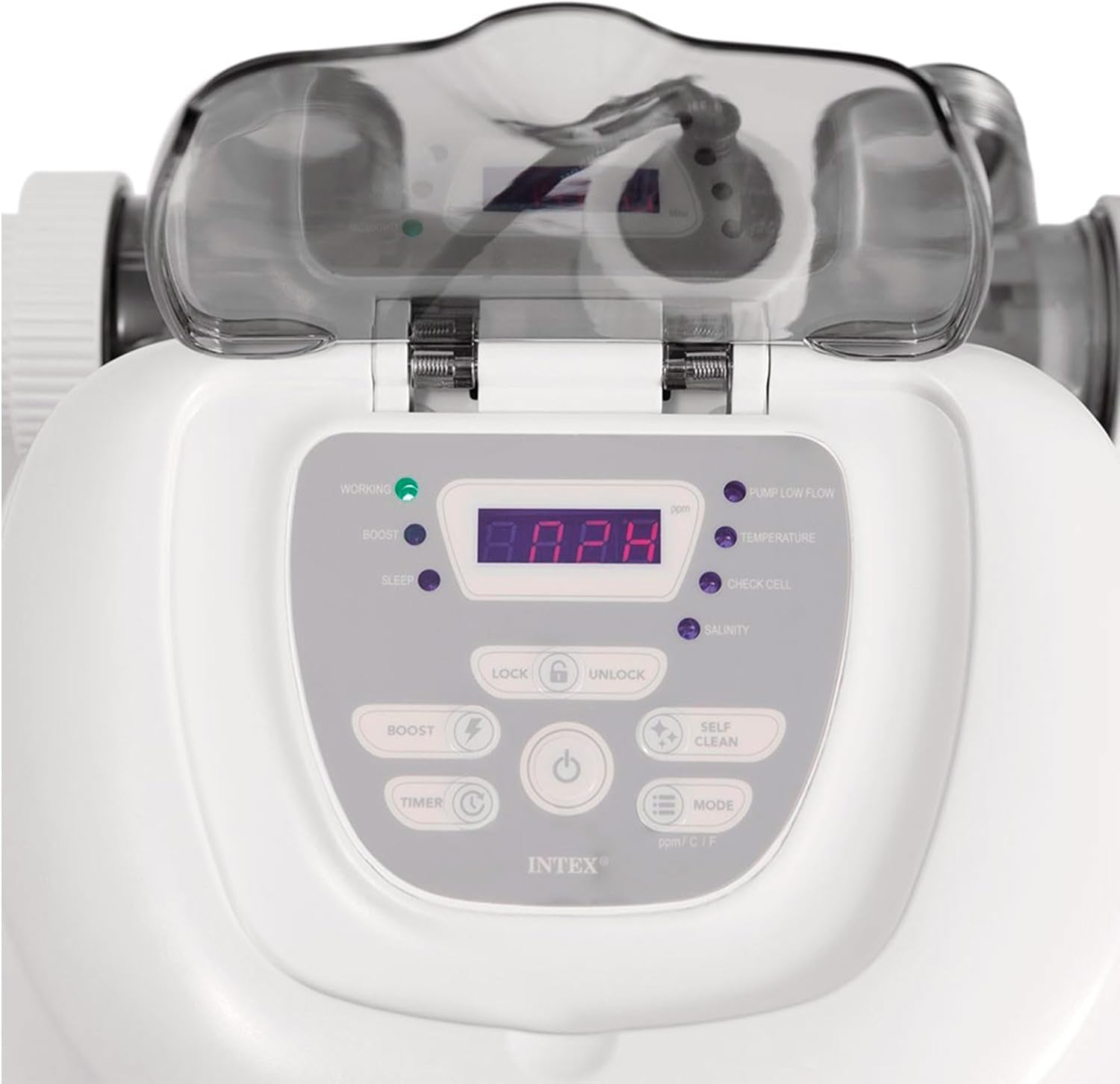 Intex 26668 – Sistem de filtrare cu apă sărată Krystal Clear, pentru pompă de filtrare 2650-12112 L/h, pentru piscine mici de până la 26500 L, plastic, alb