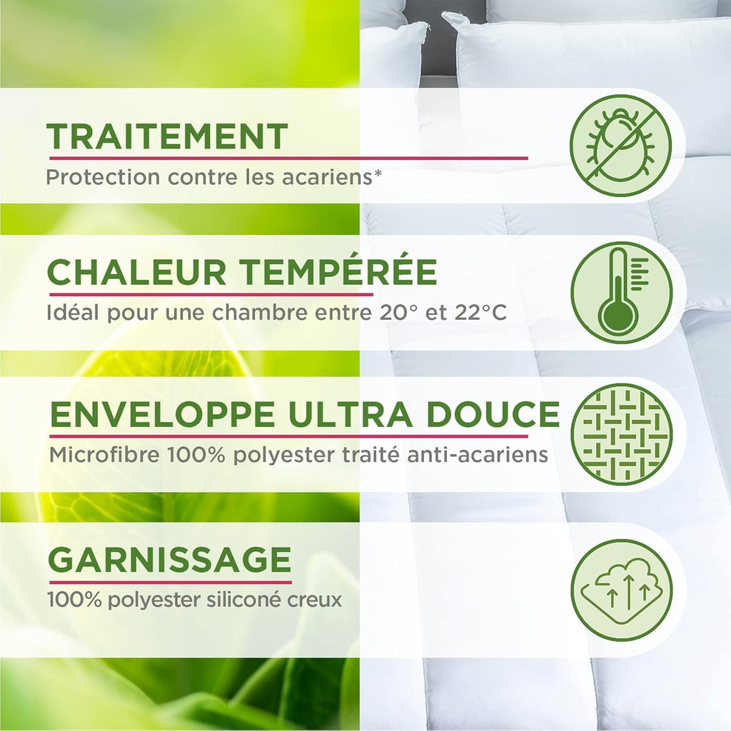 Blanrève - Cuvertură Serenité - Tratament împotriva acarienilor - Temperat 300 G/M² - 140 X 200 Cm - Pentru pat de o persoană - Lavabil la mașină, alb Plapumi si pilote Naty Shop