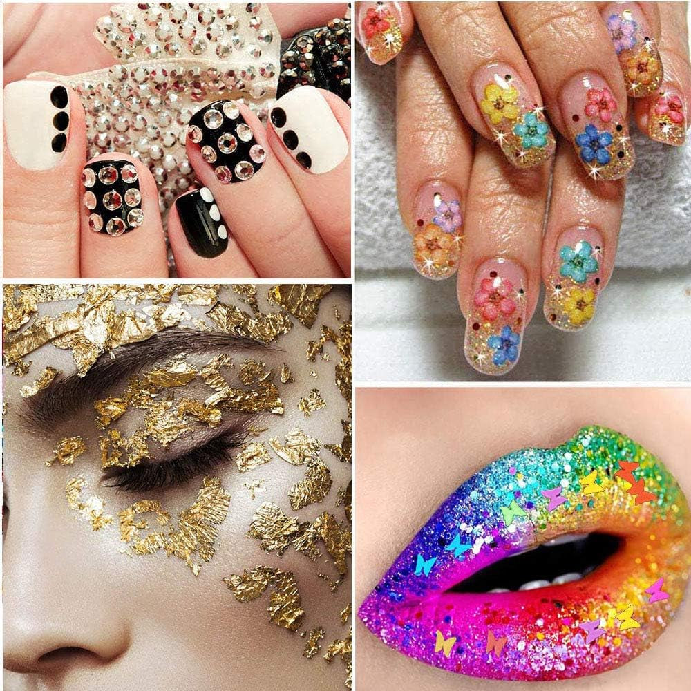 Flori uscate Kalolary pentru unghii, oje cu paiete fluture, autocolante pentru unghii din folie de aluminiu, pietre pentru unghii cu pensetă, creion pentru strasuri pentru unghii, pentru design 3D pentru unghii decorațiuni DIY