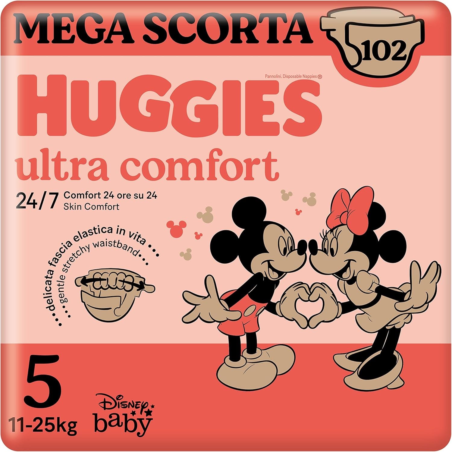 Scutece Huggies Ultra Comfort, mărimea 4 (7-18 kg), design Disney, pachet avantajos, 150 bucăți