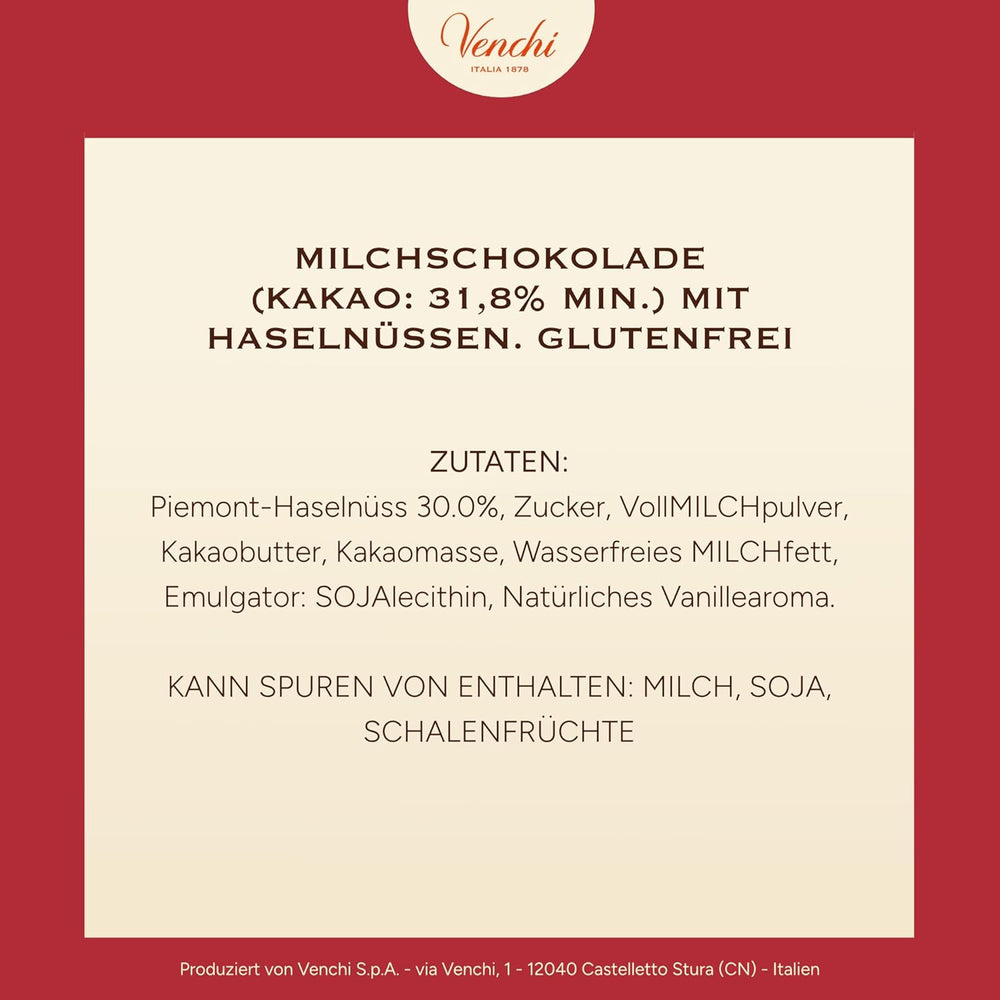 Venchi, Brutto&Buono, Tabletă de ciocolată cu lapte făcută manual cu „alune de pădure Piemont” în formă de brad, 200 g, fără gluten, Colecție de Crăciun în ediție limitată, Idee de cadou