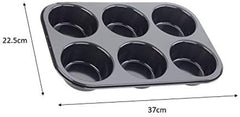 Tala Performance Muffin-Blech, 6 Löcher, Jumbo-Größe, Karbonstahl Von Professioneller Stärke, Mit Antihaftender Eclipse-Beschichtung, Schwarz Matrite si tavi pentru copt Naty Shop