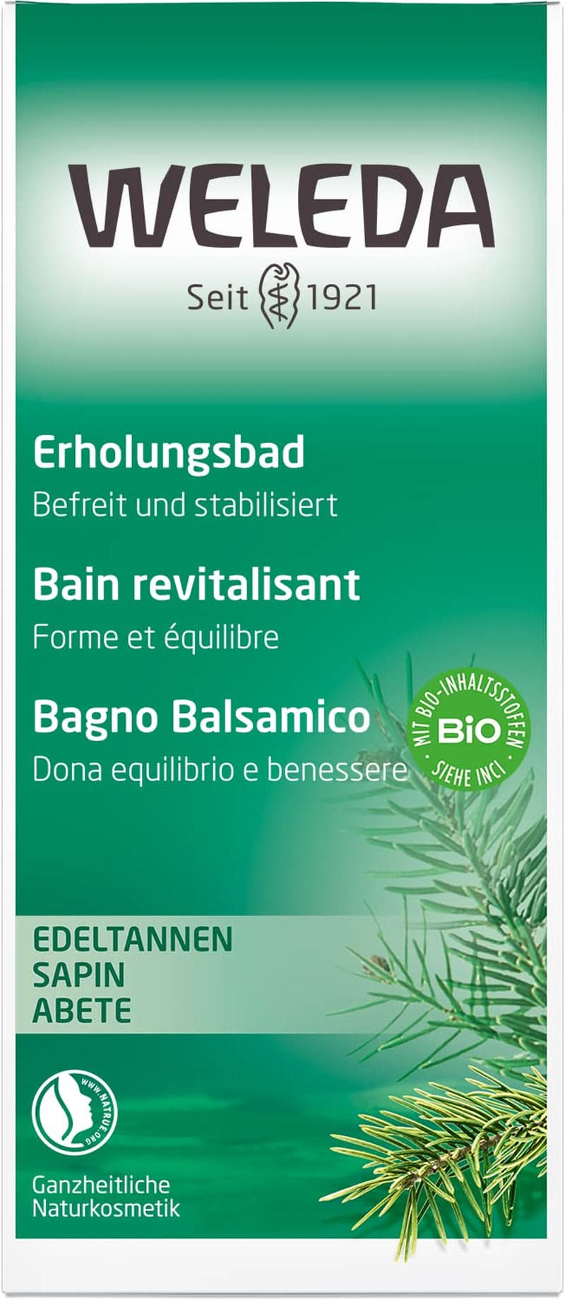 WELEDA, cosmetice naturale Organic Bath Essence cu uleiuri esențiale de molid și brad argintiu pentru relaxare și îngrijire, aditiv de baie pentru forță interioară, 200 ml Duș și baie Naty Shop