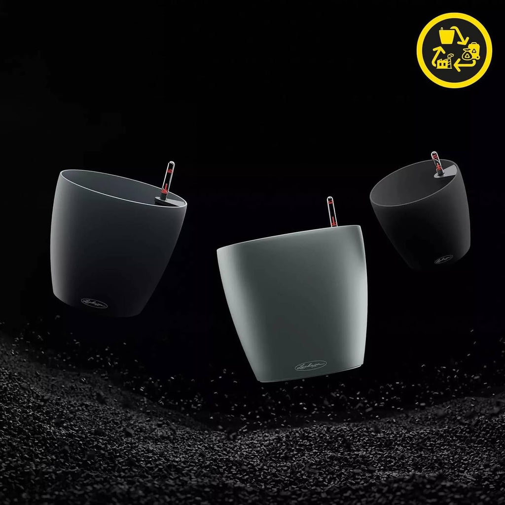 Jardinieră LECHUZA Classico Color ECO 60 Gri Închis | Jardinieră cu sistem de udare și indicator al nivelului apei | Fabricată din plastic 100% reciclat | Finisaj mat | Ø 60 x 55,5 cm | 18955