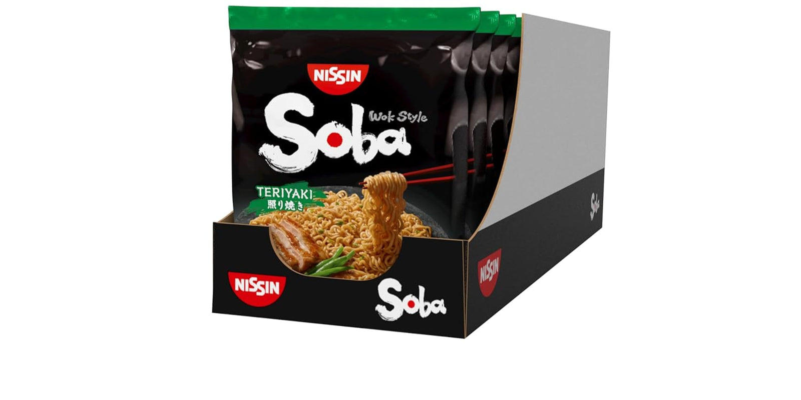 Tăiței Nissin Bag Soba – Tăiței instant japonezi clasici, pachet de 9, stil Wok, cu sos Yakisoba, preparare rapidă, mâncare asiatică (9 x 109 g)