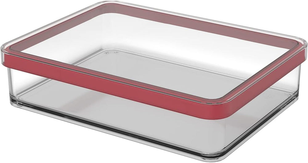 Rotho Loft set de 5 borcane de depozitare cu capac, diferite dimensiuni, plastic alimentar (PP) fără BPA, transparent/roșu, (21,4 x 21,4 x 23,5 cm) Cutii depozitare alimente Naty Shop 1 L lățime