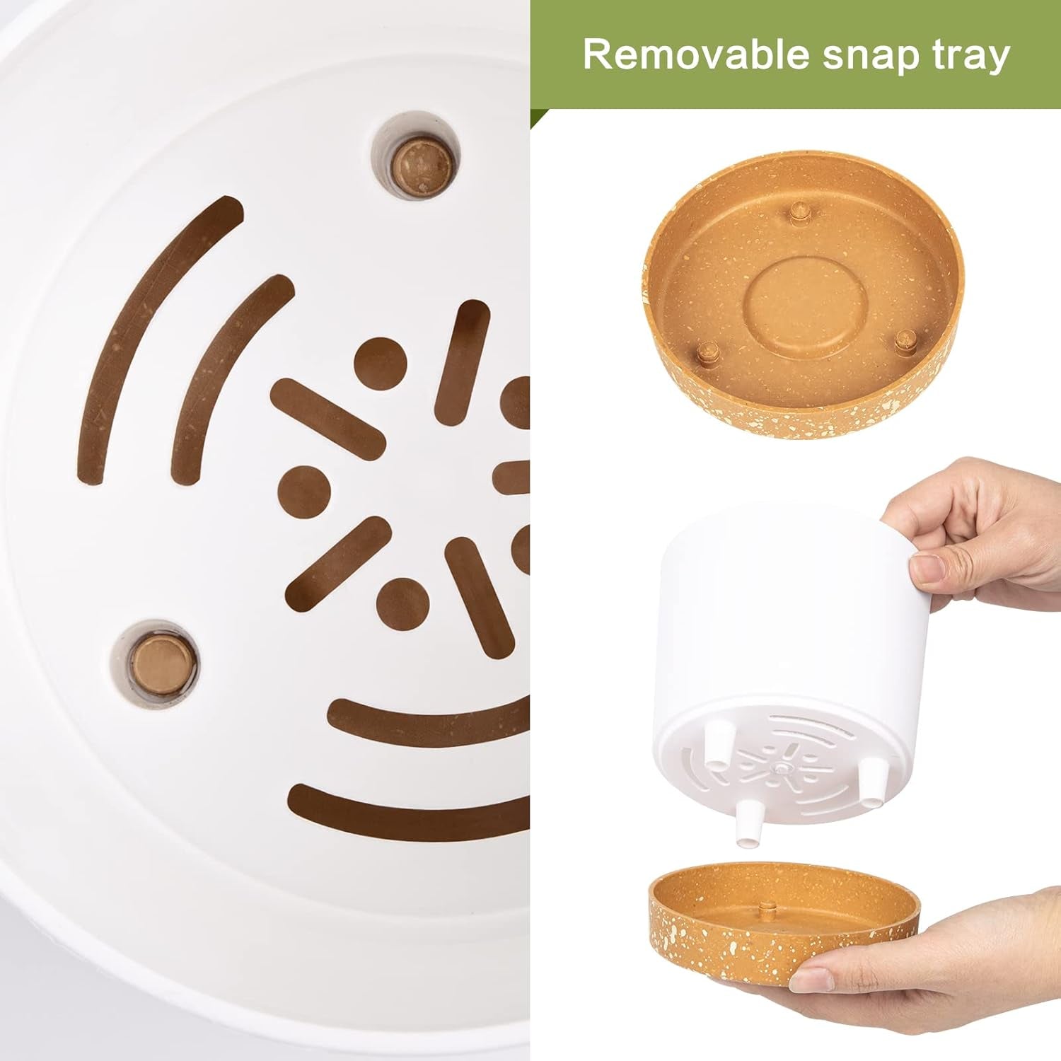 Ghiveci de flori set de 2 12,7 cm, ghivece pentru plante de interior cu găuri de drenaj și bază detașabilă, farfurioare decorative moderne pentru jardiniere de grădină de exterior (alb 12,7 cm)