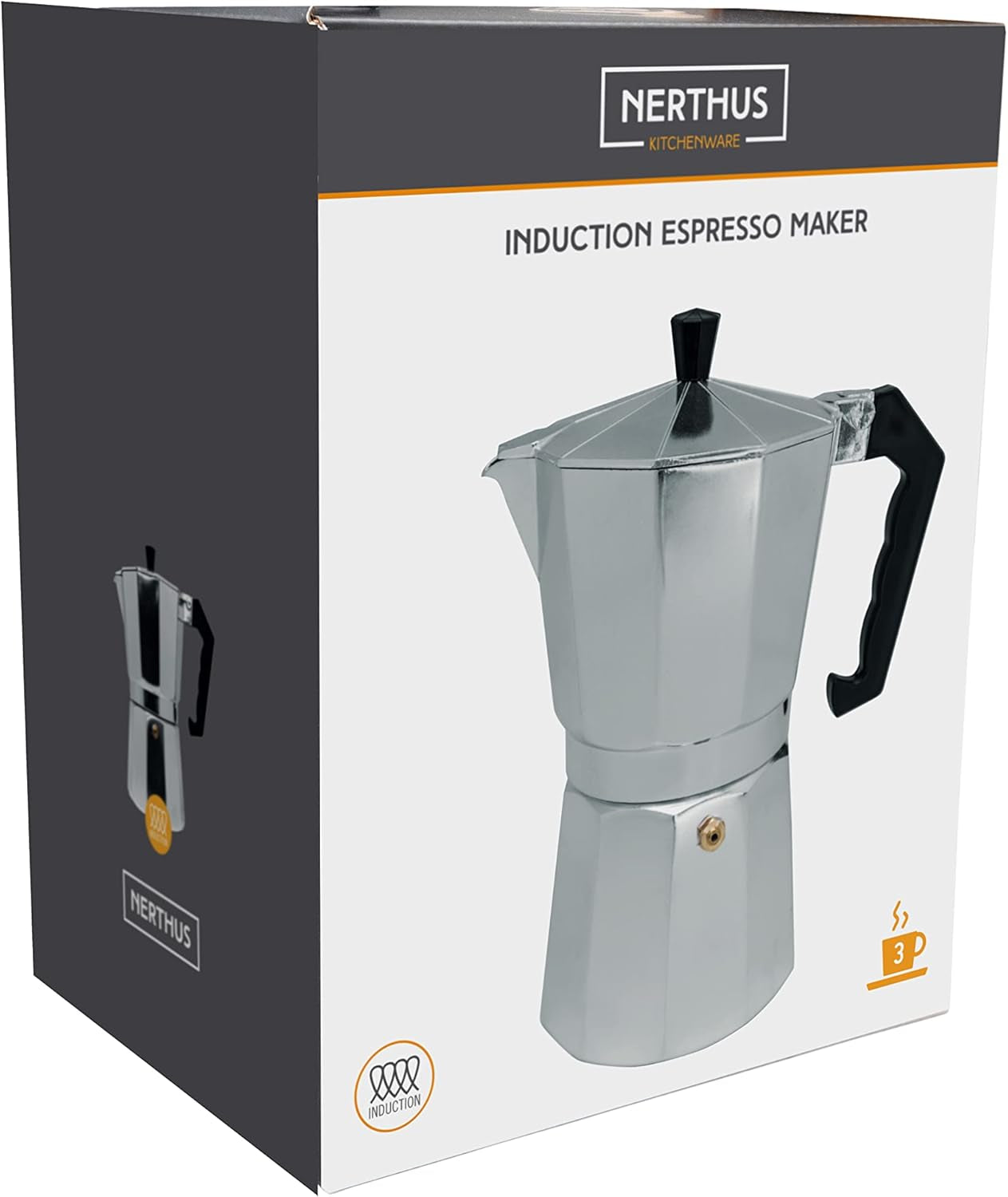 NERTHUS FIH 833 Espressor cu inducție pentru 3 cești, Espressor italian clasic
