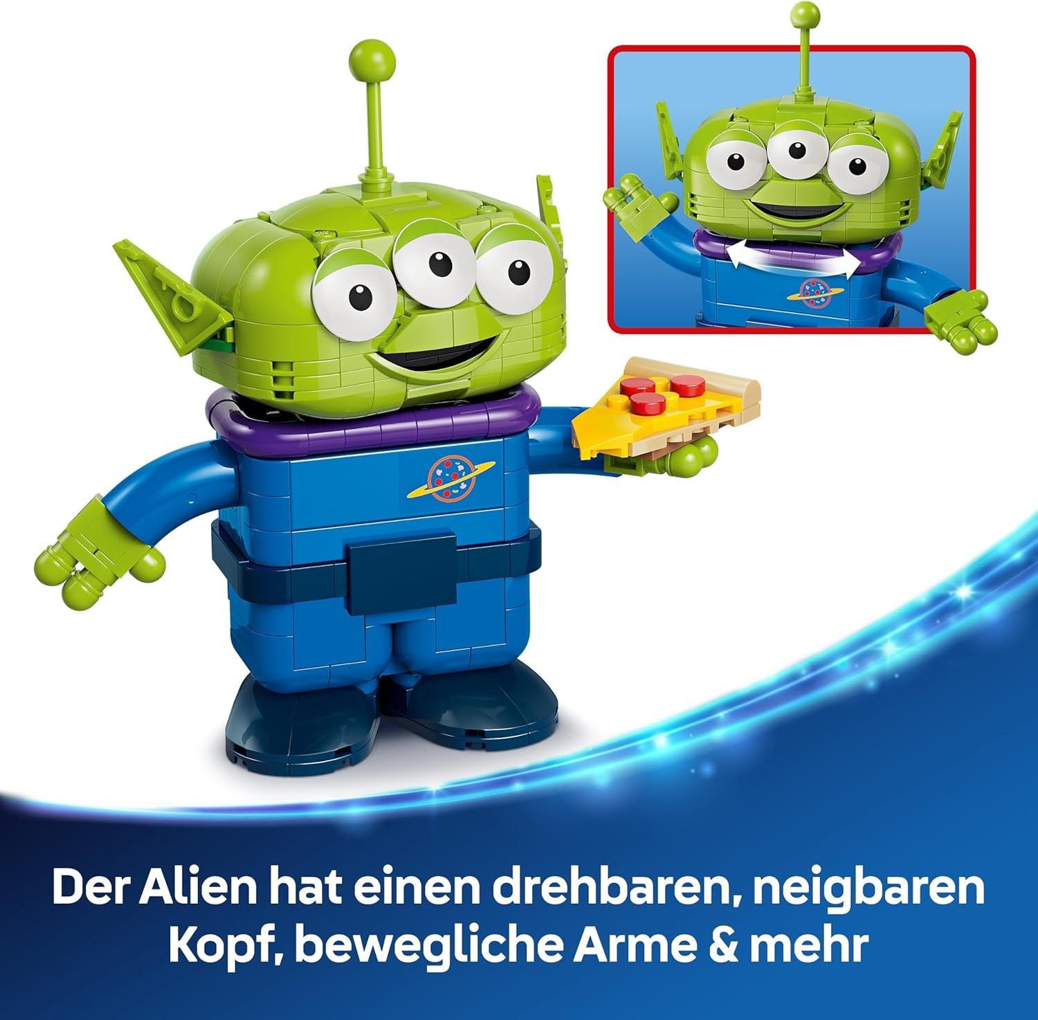 LEGO Disney and Pixar Toy Story Alien mit Pizza Planet Raketenfahrt - Raumschiff Spielzeug mit Alien Figur als DIY Deko - Geschenk für Jungen und Mädchen ab 9 Jahren sowie Toy Story Fans - 43307