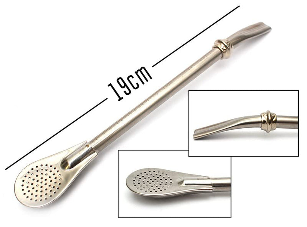 Set de ceai Yerba Mate pentru două persoane 150G | Ceai Mate cu guarana și fructe | Ceai Yerba Mate cu frunze libere | Ceașcă de ceramică Mate neagră 350 ml | Paie de oțel Bombilla Liza 19 cm