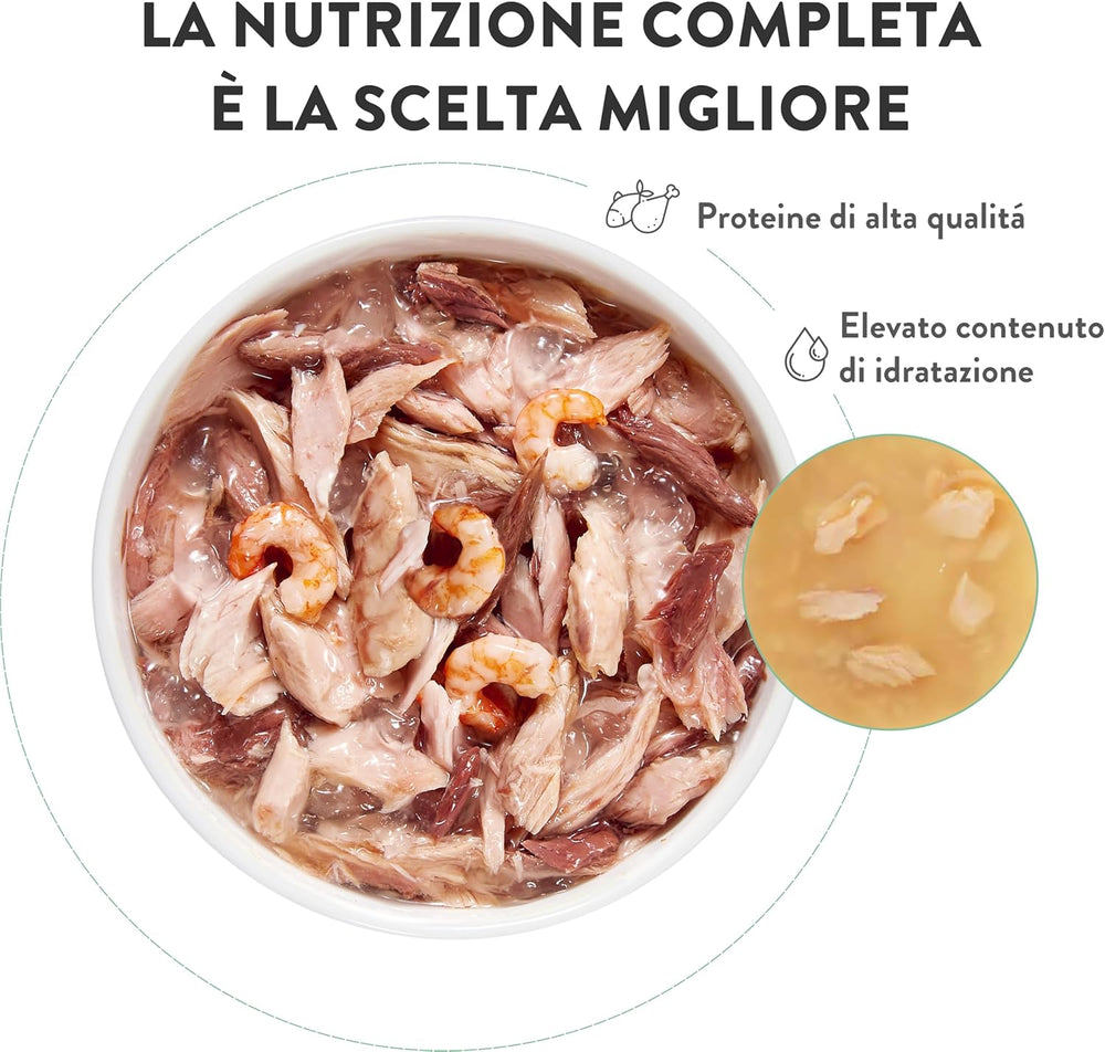 Ton cu somon în jeleu, hrană umedă completă pentru pisici, la conservă, cu vitamine adăugate, 100% naturală, 6 x 85 g