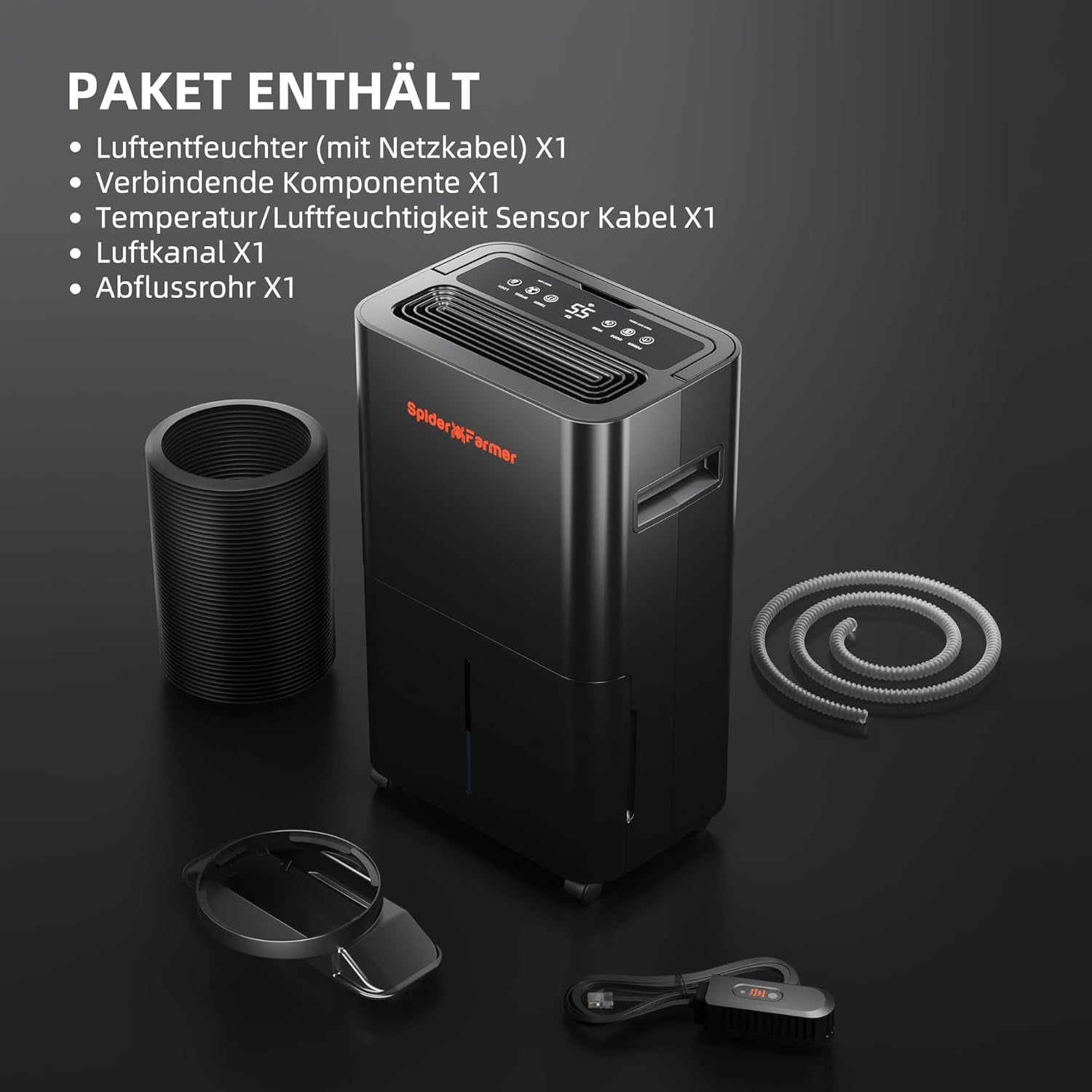 Dezumidificator SPIDER FARMER, Dezumidificator pentru plante de 12L cu control al umidității, Control prin aplicație, Funcție de temporizator 24H pentru corturi de creștere, Dezumidificator electric pentru grădini interioare, apartamente și subsoluri