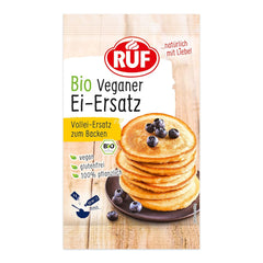 RUF Bio Veganer Ei-Ersatz, 100% pflanzlicher Vollei-Ersatz, Ei-Ersatz-Pulver zum Backen, Kochen, Panieren & für Desserts, entspricht 4 Eiern