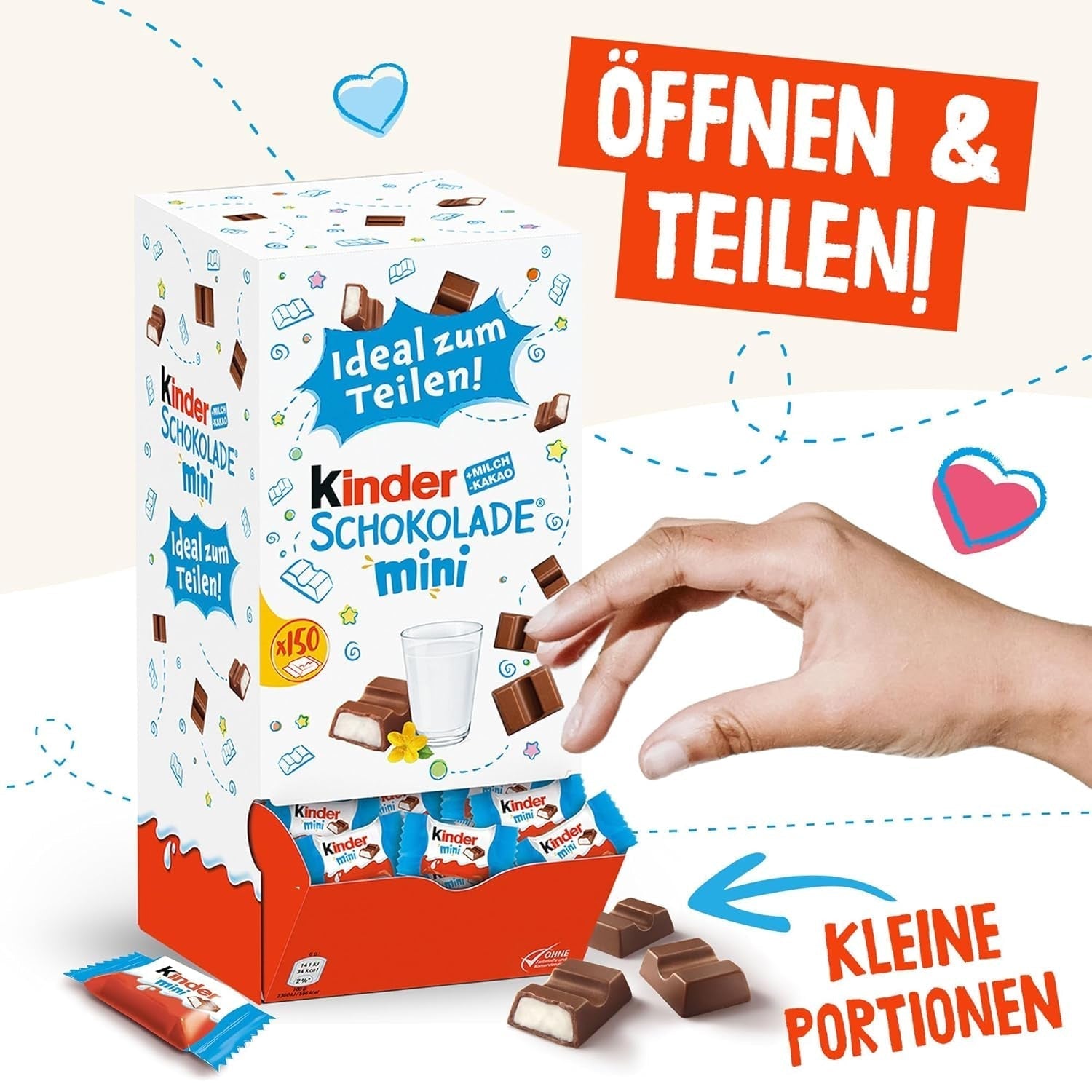 Kids Chocolate Mini - 150 de mini batoane ambalate individual, 900 grame Bomboane de Ciocolata Naty Shop