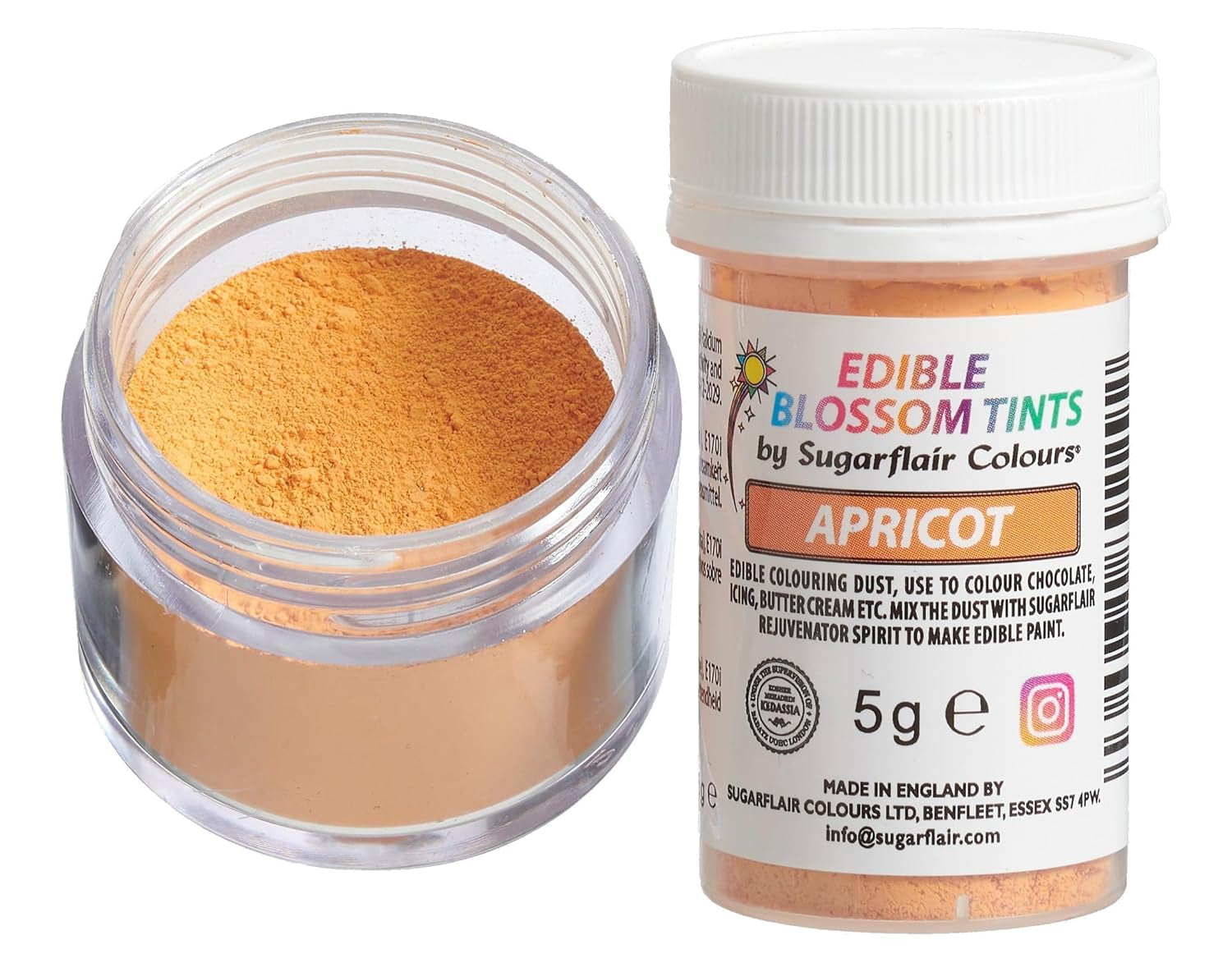 Sugarflair Blossom Tint Dust Pudră de Colorant Alimentar Caisă - Pudră de Colorant Alimentar pentru Decoruri de Tort, Pastă de Zahăr, Fondant, Glazură, Ciocolată, Cremă de Unt, Macarons și Mai Multe - 5G