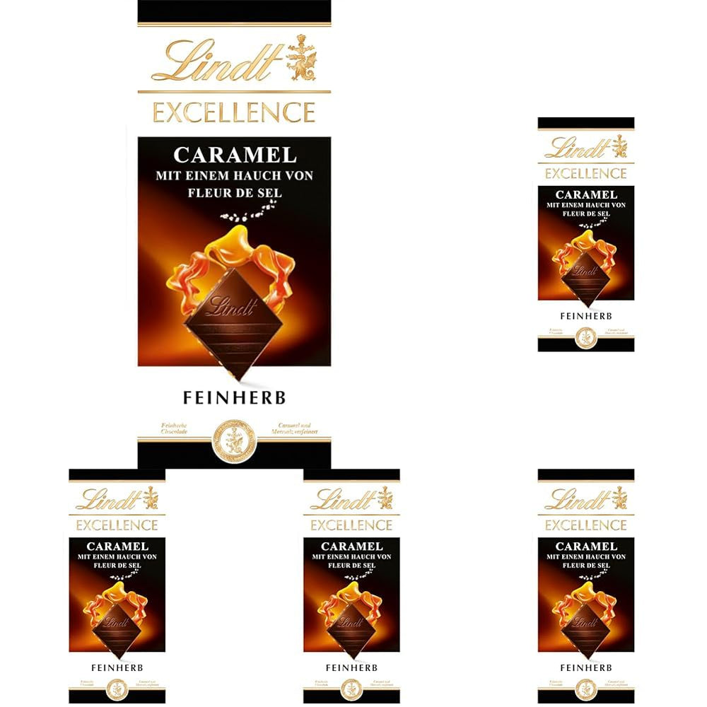 Lindt EXCELLENCE Caramel și Sare de Mare - Ciocolată Neagră | Baton 100g | Cu Caramel și Sare de Mare (Fleur de Sel) | Aromă Intensă de Cacao | Ciocolată Neagră