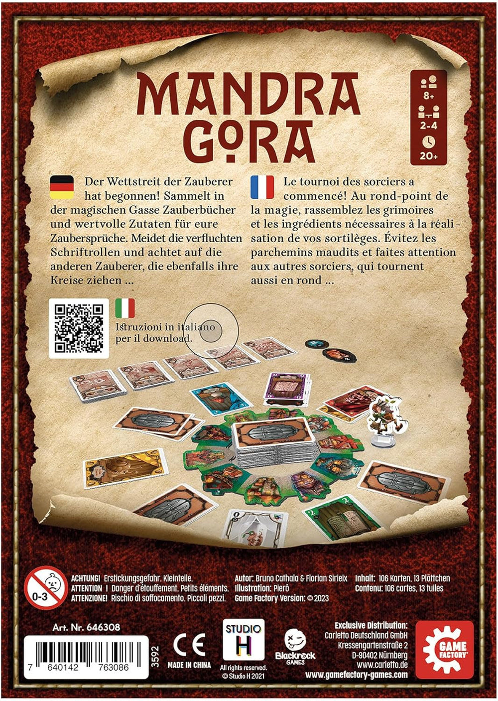 Game Factory 646308 Mandragora, Concursul Vrăjitorilor, joc magic de familie pentru 2-4 jucători cu vârsta de 8 ani și peste, joc de societate