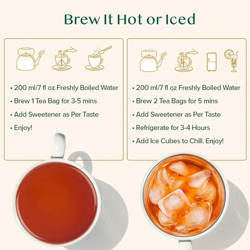 VAHDAM Ceai Chai Masala cu cardamom | 100 pliculețe piramidale | Ceai negru indian cu cardamom măcinat | Amestec original Chai cu cardamom din India | 100% natural