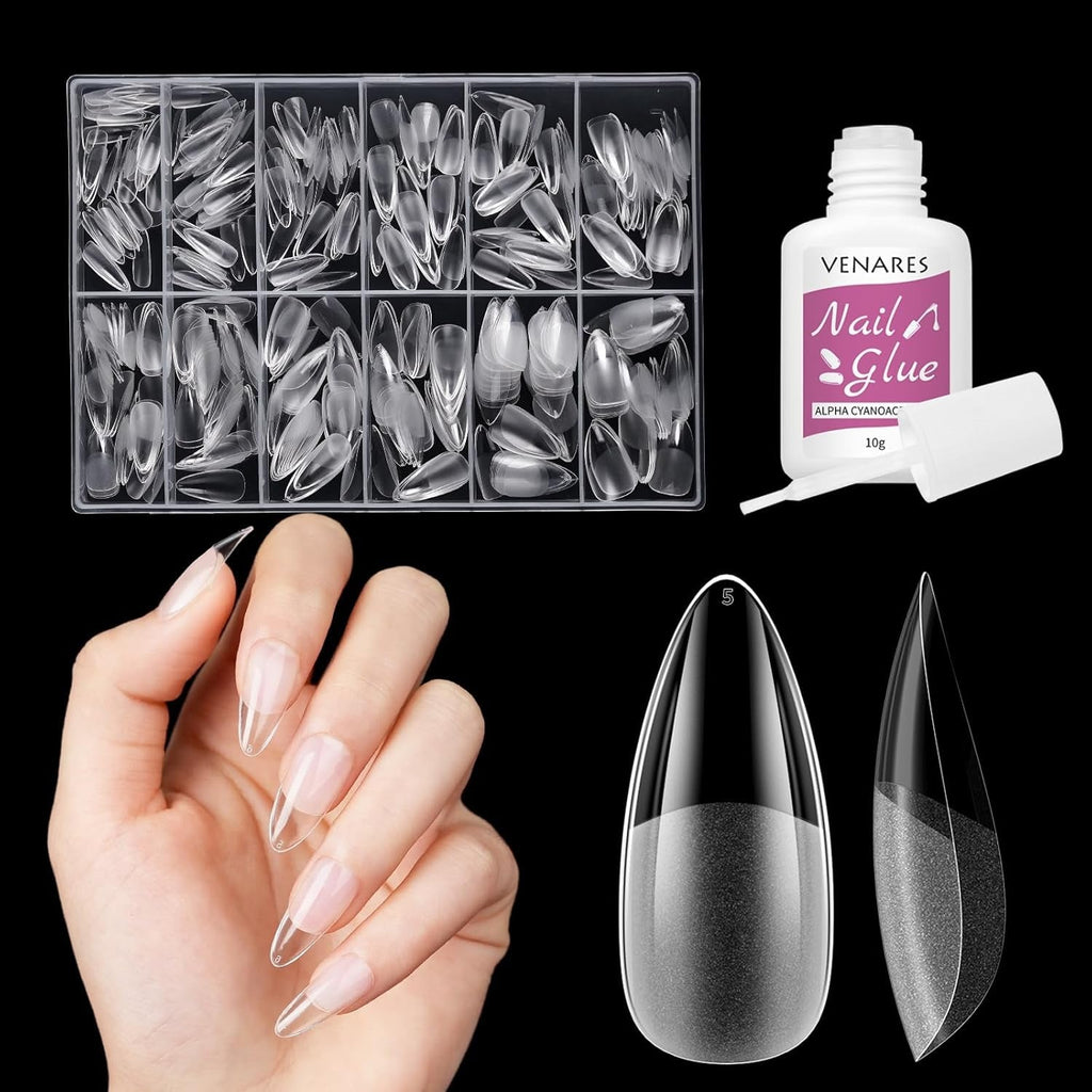 Unghii false scurte, model balerină, 500 bucăți, pentru lipire, 12 dimensiuni, unghii artificiale, scurte, cu gel moale, acoperire completă, vârfuri de unghii pentru unghii cu gel, scurte, S