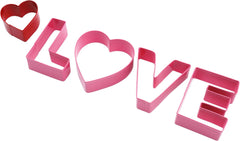 Set de 5 forme de biscuiți pentru Ziua Îndrăgostiților, IUBIRE