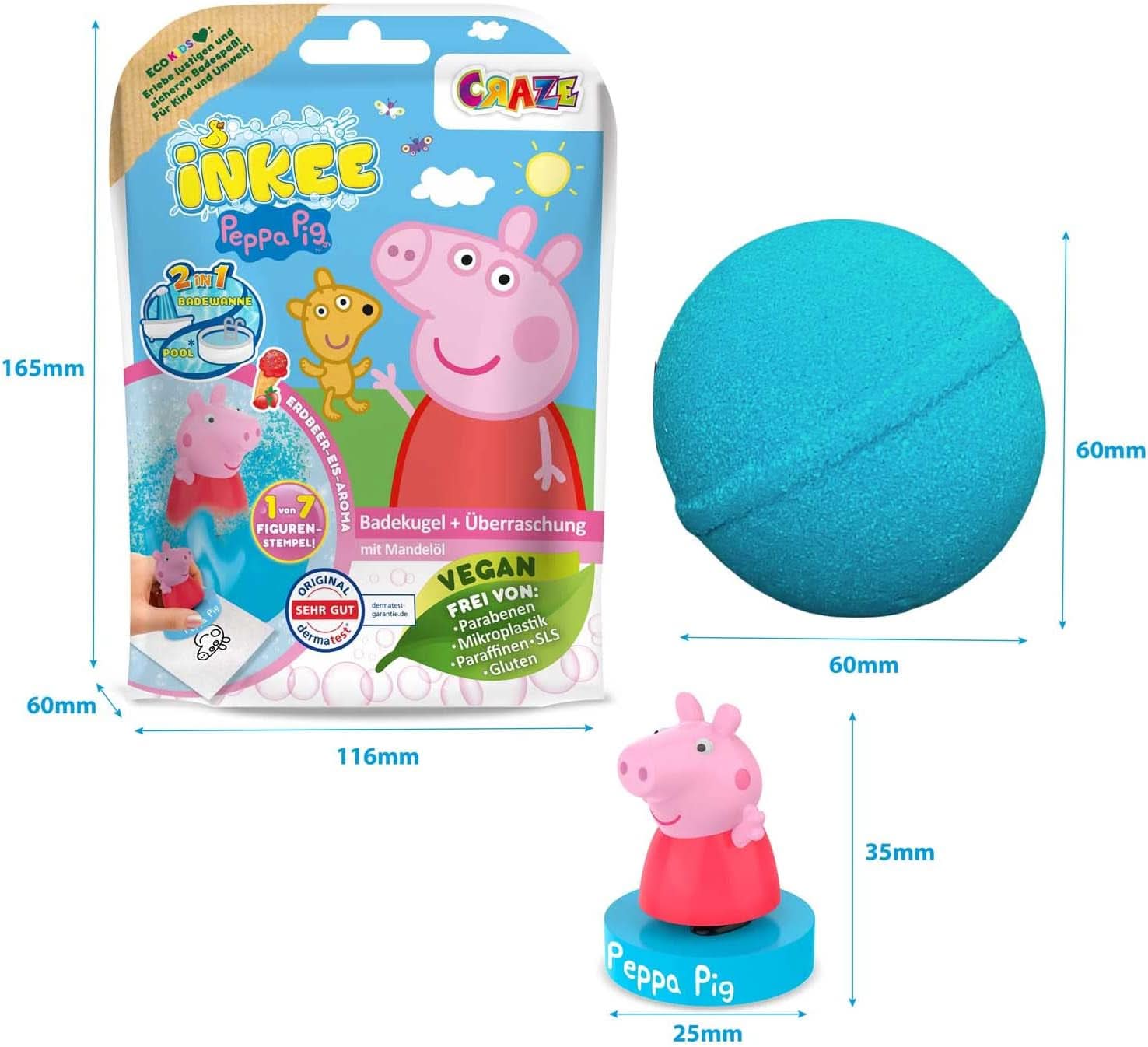 INKEE SURPRISE - Bombe de baie Peppa Pig pentru copii cu jucarie surpriza Peppa Pig pentru cada - aditiv pentru baie pentru copii Mama si Copilul Naty Shop