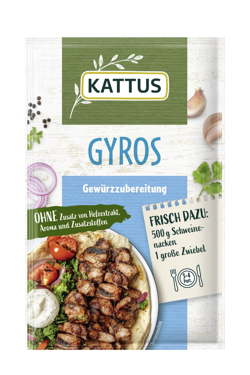 - Gyros Gewürzzubereitung | Gewürz für 3-4 Portionen | Ohne Zusatz von Hefeextrakt, Aroma und Zusatzstoffen | 25 g im Beutel