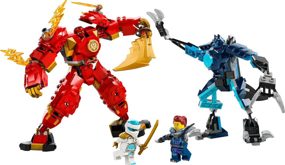 LEGO NINJAGO Kais Feuermech, Actionfiguren-Spielzeug für Kinder mit roter Mech-Figur zum Umgestalten, Ninja-Set mit 4 Figuren inkl. Kai und Zane, Geschenk für 7-jährige Jungs und Mädchen 71808