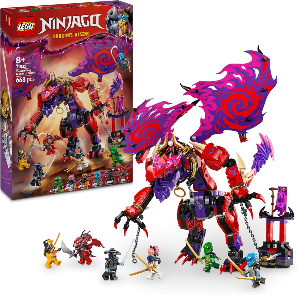 LEGO NINJAGO Chaosdrache Donnerzahn - Spielzeug mit 6 Ninja Minifiguren - Rollenspiel Bauset für Jungen und Mädchen ab 8 Jahren - Geschenke für Fans der TV-Serie Aufstieg der Drachen 71832