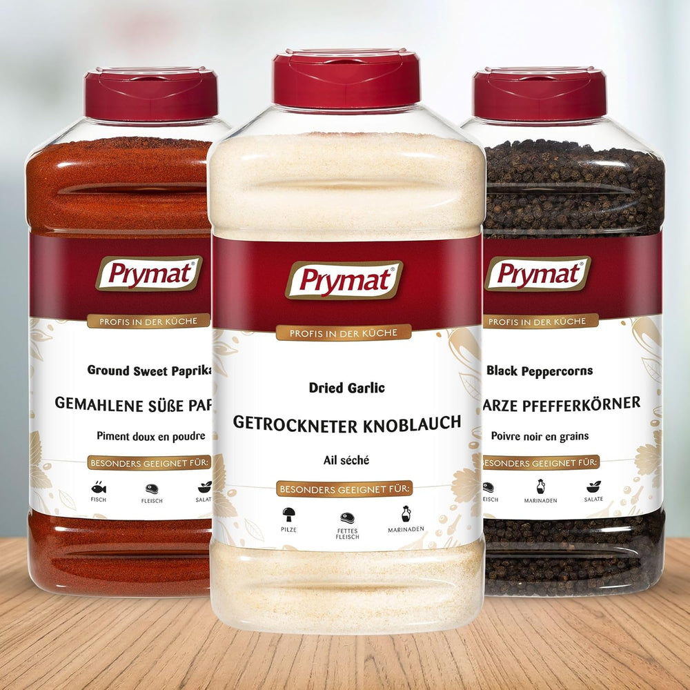 Prymat Getrockneter Knoblauch granuliert 1,05kg – Aromatisches Knoblauchgranulat zum Würzen von Fleisch, Fisch, Gemüse, Saucen, Dips & Marinaden – intensiv im Geschmack – ohne Zusätze