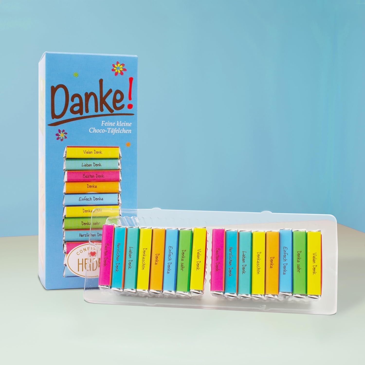 Batoane de ciocolată cu lapte Heidel Thank You 3x80g, 16 mini-batoane a câte 5g per pachet, Diverse expresii de recunoștință, Idee de cadou rafinată