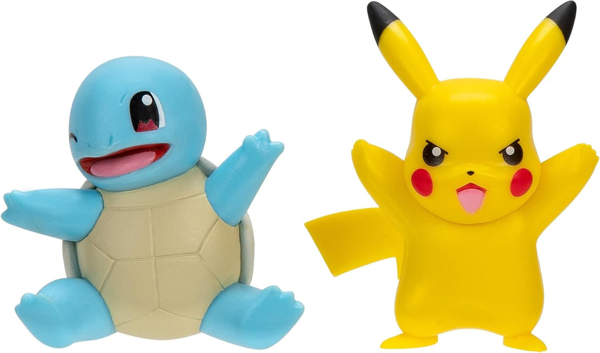 Pokémon PKW3586 - Battle Figure Pack - Pikachu și Schiggy, figuri oficiale detaliate, 5 cm fiecare Action figures Naty Shop Pikachu și Schiggy